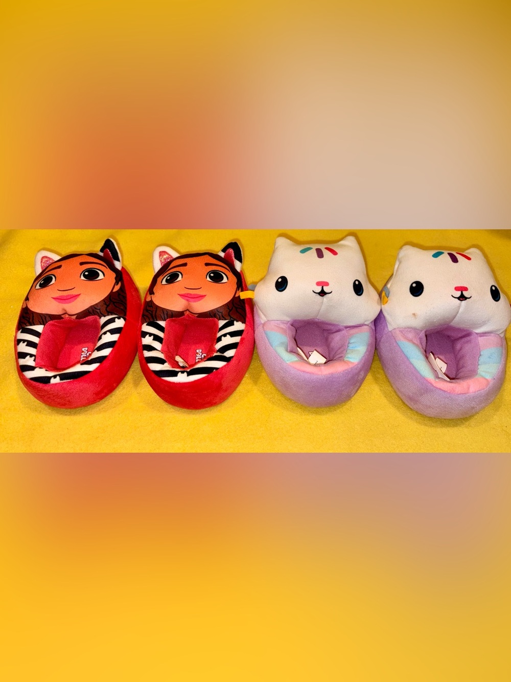 Gabby's Dollhouse Slipper Bundle - Gabby & Cakey Cat Plush House Shoes Size 7/8